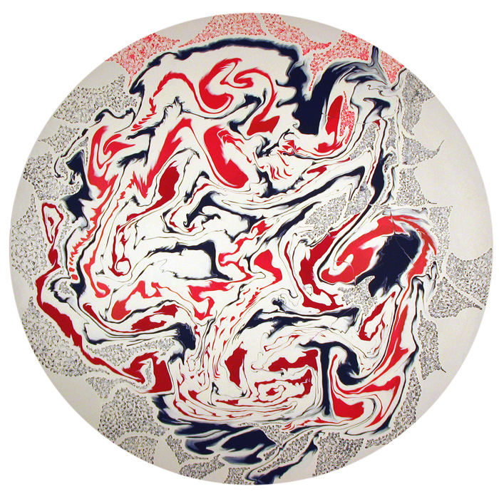 Contemporary painting on round canvas